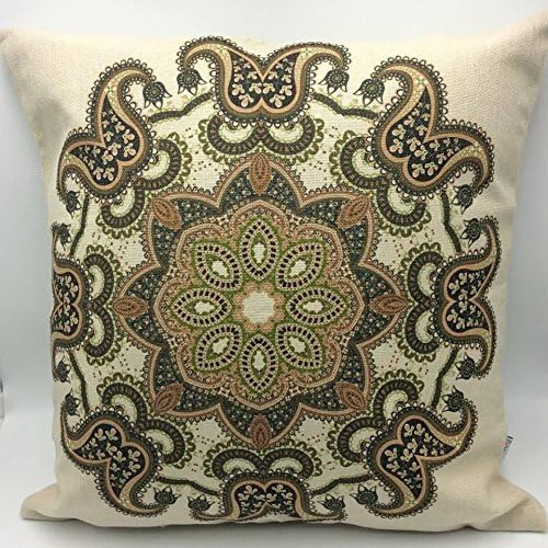 SHAHRZAD - PILLOW CASE COVER - Printed the Same Design on Both Sides (Front &amp; Back) - Cotton_Linen 19 x 19 Inches