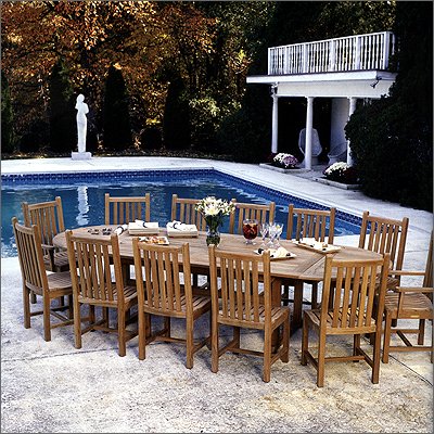 Kingsley-Bate Teak C120 Classic 12-Seat Dining Set Quick Ship