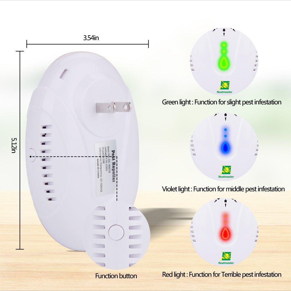 Neatmaster Ultrasonic Pest Repellent Electronic Pest Control Plug In