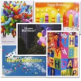 Birthday Greeting Card Assortment, 2 each of 5 different designs, box of 10 cards, 12 envelopes