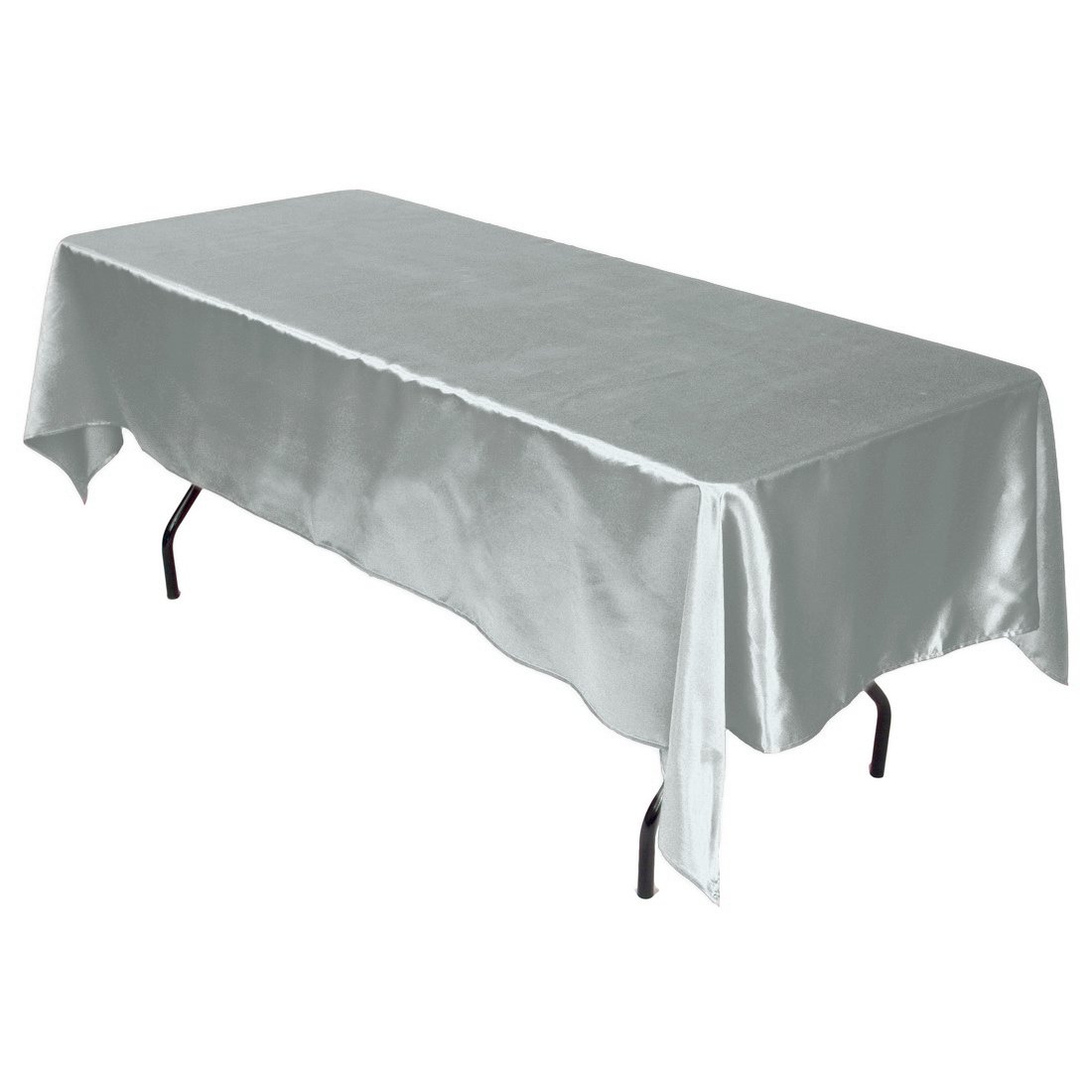 LinenTablecloth 60 x 102Inch Rectangular Satin Tablecloth Silver , New