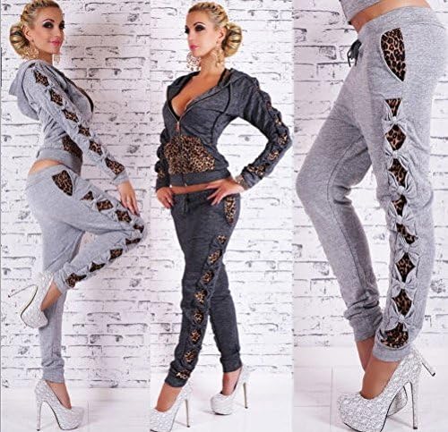 Autumn/Spring Casual Women's Tracksuit Leopard Print Hoodies Sweatshirt Pant One Set Women Sport Suit Hooded Sports Pockets