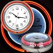 14 Inch Double Ring Neon Clock Red Orange Outer White Inner (fls)