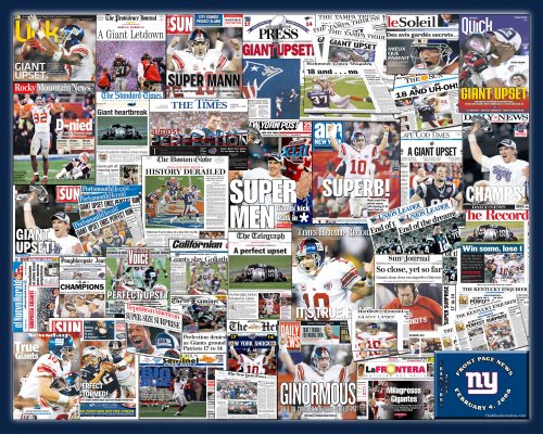 New York Giants 2008 Superbowl Newspaper Collage 16x20
