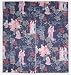 Japanese Noren split door curtain - Geisha design, cotton, blue background