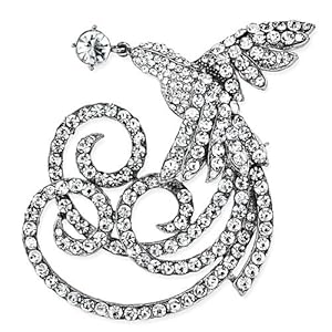 Pugster Noble Phoenix Clear Swarovski Crystal Diamond Accent Animal Brooches Pins
