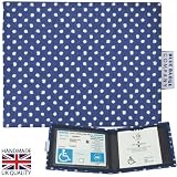 Disabled Blue Badge Parking Permit & Timer Clock Holder (SNOWDOTS NAVY 100% Cotton)