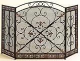 53 Wide Metal FIREPLACE FIRE SCREEN with Scroll Design on a Mesh Screen