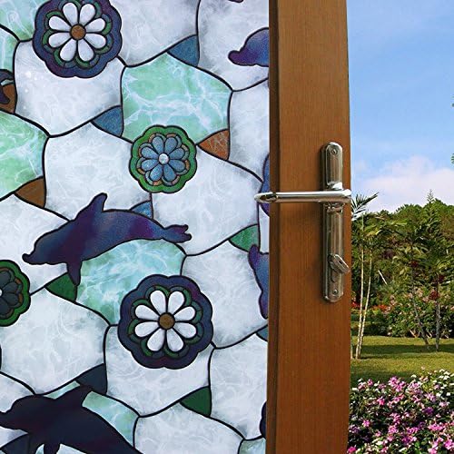 Static window film privacy window decal cling--Beautiful pattern window films (17.7 inches by 78.7 inches, style 11)