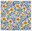 Durable Hand Woven 100% Cotton Silk Screen Blue Floral Print Tablecloth 60x60