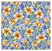 Durable Hand Woven 100% Cotton Silk Screen Blue Floral Print Tablecloth 60x60