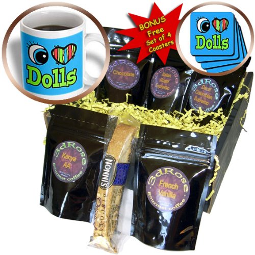 cgb_106027_1 Dooni Designs Eye Heart I Love Designs - Bright Eye Heart I Love Dolls - Coffee Gift Baskets - Coffee Gift Basket
