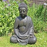 XXL Detailed Aged Stone Look Resin Buddha Garden Ornament 68cm