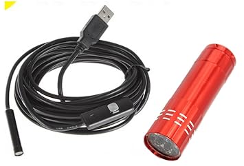 【クリックで詳細表示】防水 USB デジタル スコープ 内視鏡 ＋ LED ライトセット PCキャプチャ 新仕様 6LED 照明 (5m)： ホーム＆キッチン