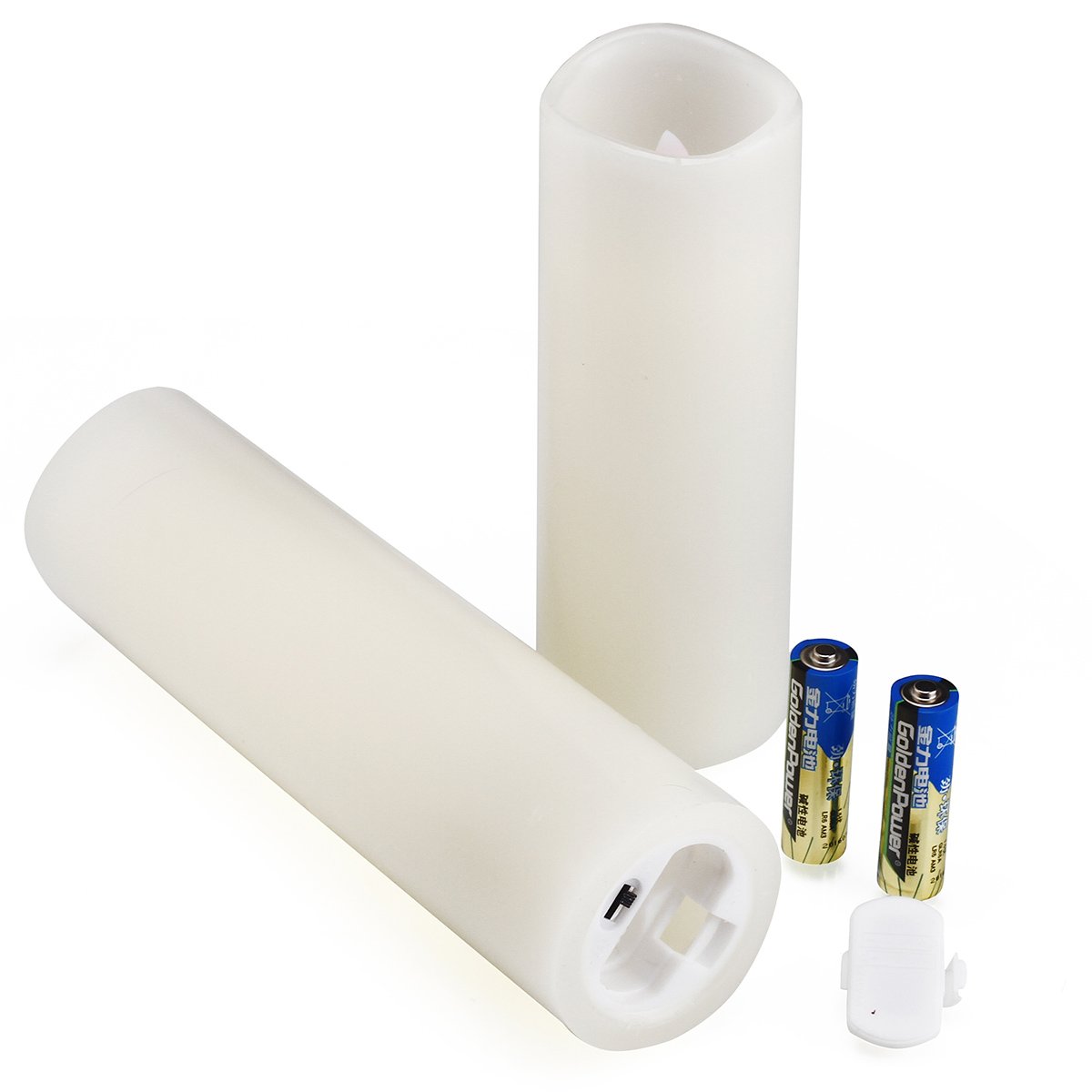 comenzar Flameless Candles, Battery Candles Set of 9(H 4" 5" 6" 7" 8" 9" xD 2.2") Ivory Real Wax