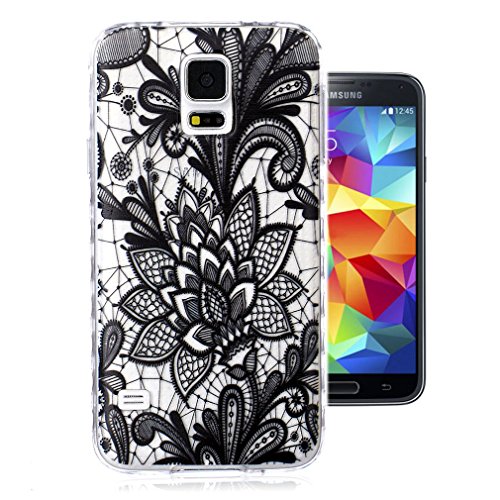 For Galaxy S5 Case , ivencase Silicone Cover Black Ultra Slim Transparent Soft TPU Back Skin + One 