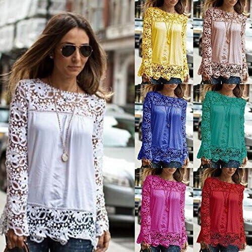 Hot Sale 2015 Summer New 5XL Plus Size Women Fashion Lace long Sleeve Chiffon Blouses Shirt Crochet Tops 9 Colors