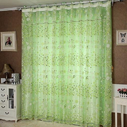 Lowpricenice (TM) Romantic Floral Tulle Decorative Curtain Door Window Panel Sheer Scarf Curtain 200cm x 100 cm (green)