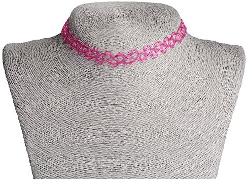 RainbowMall Handmade Vintage Henna Stretch Tattoo Choker Henna Hippy Necklace Rose Pink