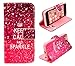 iphone 5C Case, Keep Calm and Sparkle Princess Credit ID Card Slot Holder Wallet Flip Phone Case With Stand --Retail Package W Screen Protector