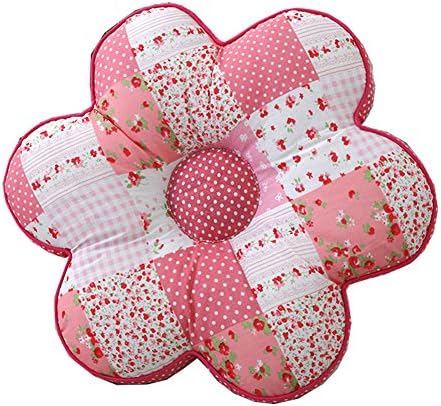 CosyHome Cotton Fabrics Seat &amp; Back Cushion Plaid Throw Pillow Flower Designed 15"X15", Pink