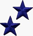 Small Solid Blue Star - 1 3/8" - 2 FOR THE PRICE OF ONE!! - Embroidered Iron On or Sew On Patches