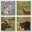 AbsorbaStone Tumbled Tile Assorted Coaster set~ Lodge Moose ~ 4 Tile Drink Coasters ~ code 470
