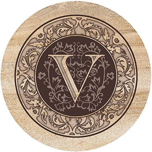 Thirstystone Monogram Letter V Absorbent Sandstone Coaster 4-Pack Made in The USA Decorative, Absorbent, Easily Wipes Clean