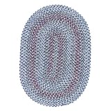 10x13 Oval Braided Durable Blue Ribbon Multi Area Rug