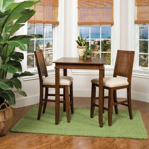 Jamaican Bay Square Bistro Table with 2 Stools - Mahagony