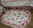 Shabby Chic Oval Mary Red wild Roses Quilted throw rug
