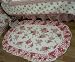 Shabby Chic Oval Mary Red wild Roses Quilted throw rug