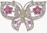 Sterling Silver Tourmaline & Citrine Butterfly Style Brooch