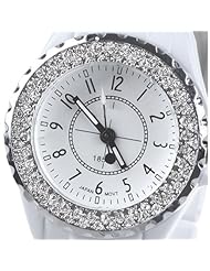 Orient Idea Ori-0238E Stainless Steel Womans Quartz Watch Wristwatch with Rhinestones for Woman - White
