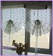 Embroidery Purple Vine Sheer Voile Pull-up Cafe curtain