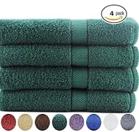 4 Premium Large Bath Towels 100% Cotton, Soft and Absorbent - Hunter Green