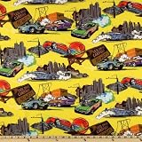 44'' Wide Mattel Hot Wheels Scenic Yellow Fabric By The Yard