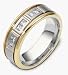 7.5mm Titanium & 18 Karat Yellow Gold Stylish Diamond Wedding Band