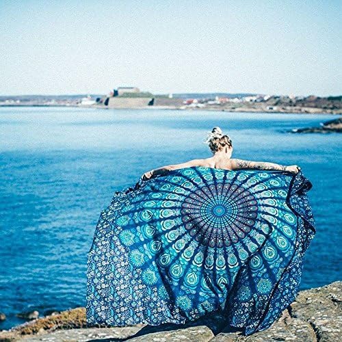 Large Indian Mandala Tapestry Hippie Hippy Wall Hanging Throw Bedspread Dorm Tapestry Decorative Wall Hanging , Picnic Beach Sheet Coverlet (80x58"(210cm x150cm), Blue1)