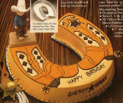 Cowboy Country Western Boots Cake ~ Uses Wilton Horseshoe Pan ~ Instructions & Pan Included