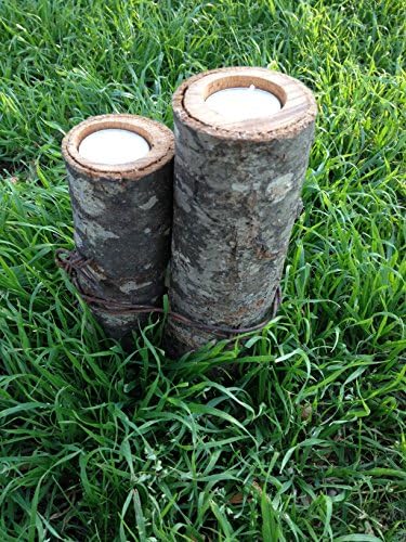 Triple Tree Trunk Tea Light Holder Wrapped in Barbwire