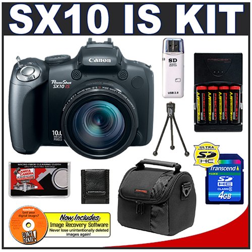 Canon PowerShot SX10 IS 10MP Digital Camera with 20x Wide Image Stabilized Zoom + 4GB Card + Cameta Bonus Accessory Kit