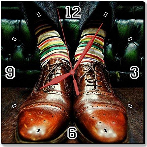 Sofa Shoes Colorful Stripe Socks 10" Quartz Plastic Wall Square Clock Classic Analog Setting Customized Inch Hand Needle Made to Order Support Ready Assembly Required Luxlady Dial Time Personalized Gift Battery Operated Accessories Graphic Designed Model HD Template Wallpaper Photo Image