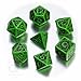 Q-Workshop Polyhedral 7-Die Set: Celtic 3D GREEN & Black Dice Set!