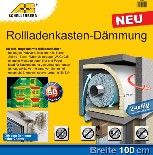 Schellenberg 66258 Rollladenkasten-D&auml;mmung 2-teilig, 100 x 50 cm/ 13 mm