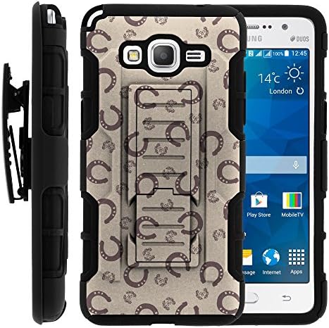 Galaxy Grand Prime Case, Galaxy Grand Prime Holster, High Impact Advanced Double Layered Hard Cover with Built in Kickstand and Belt Clip for Samsung Galaxy Grand Prime SM-G530H, SM-G530F (Cricket) from MINITURTLE | Includes Screen Protector - Horse Shoe Pattern