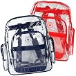 (40 Pieces) Red Trim + Navy Trim K-Cliffs Clear Transparent PVC School Backpack/ Book Bag/ Day Pack