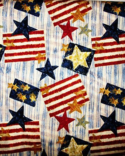 1 YARD 100% COTTON FABRIC CUTS USA AMERICAN STARS STRIPES (GRAND OL FRAG) NAUTICAL
