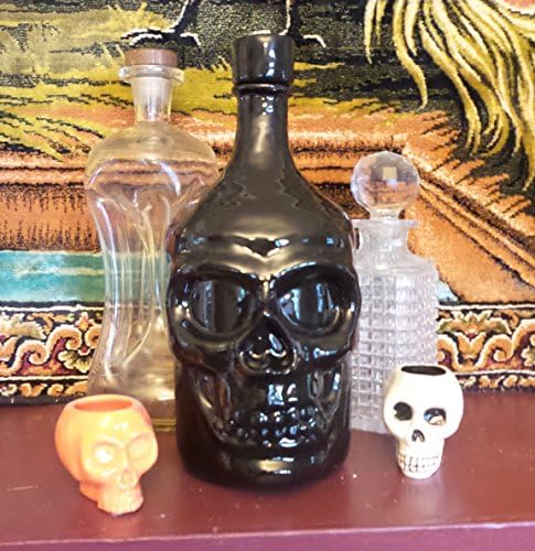 Handmade Ceramic Skull Jug With Shot Glass Stopper