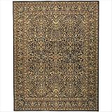 Persian Court Handmade Wool and Silk Rug Black 5' x 8' Area Rug